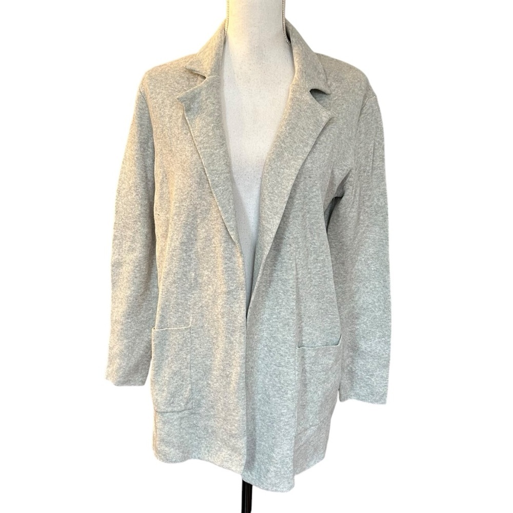 Jessica Simpson Cotton Stretch Knit Open Front Blazer Small Grey‎ Casual Career